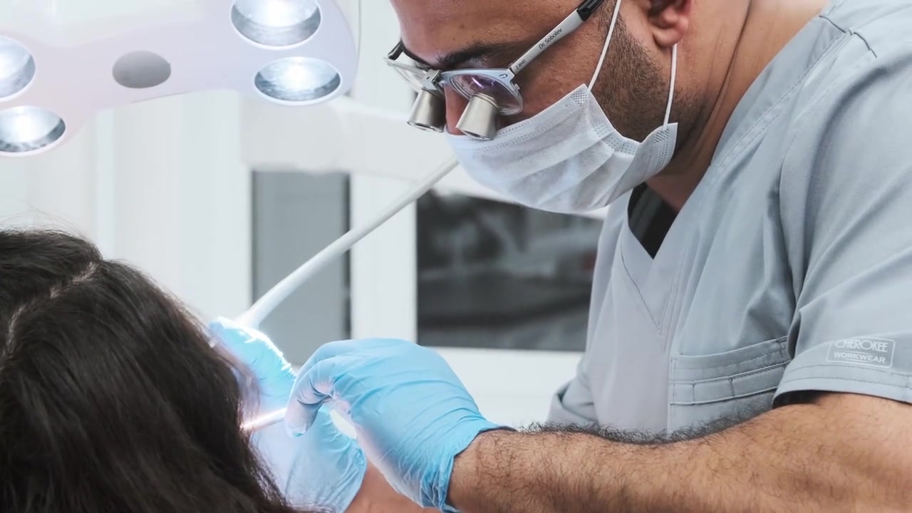 Dentist caring for a patient
